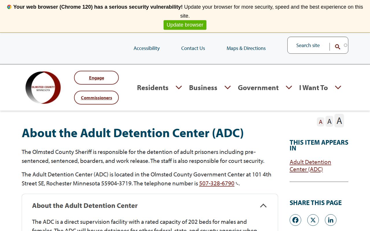 Olmsted County Adult Detention Center release records facility profile